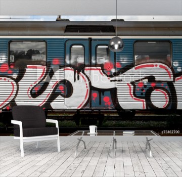 Bild på Graffiti on commuter train